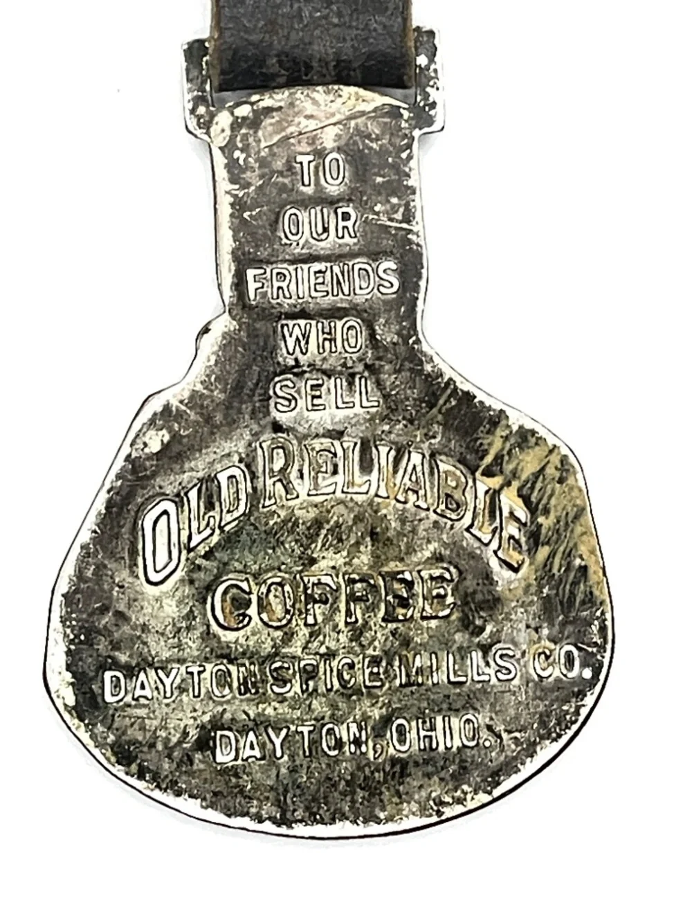 Vintage Old Reliable Coffee Advertising Pocket Watch Fob Collectible
